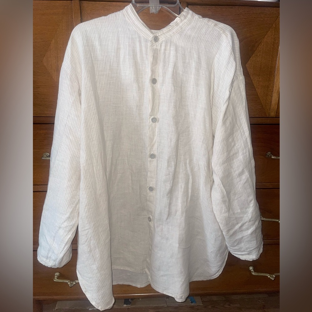 Flax White Lightweight Linen Shirt Jacket